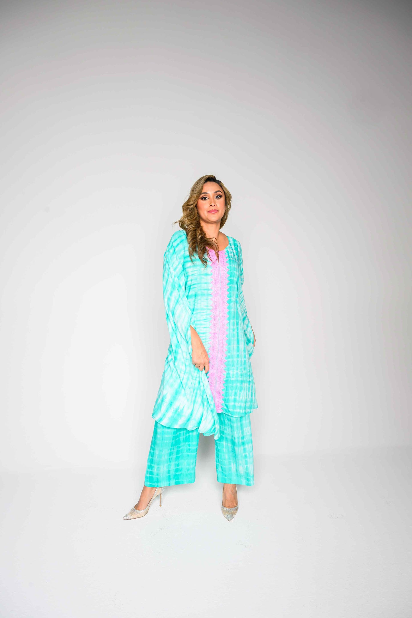 RMCP - Sea Green Crepe Kaftan Co-Ord Set