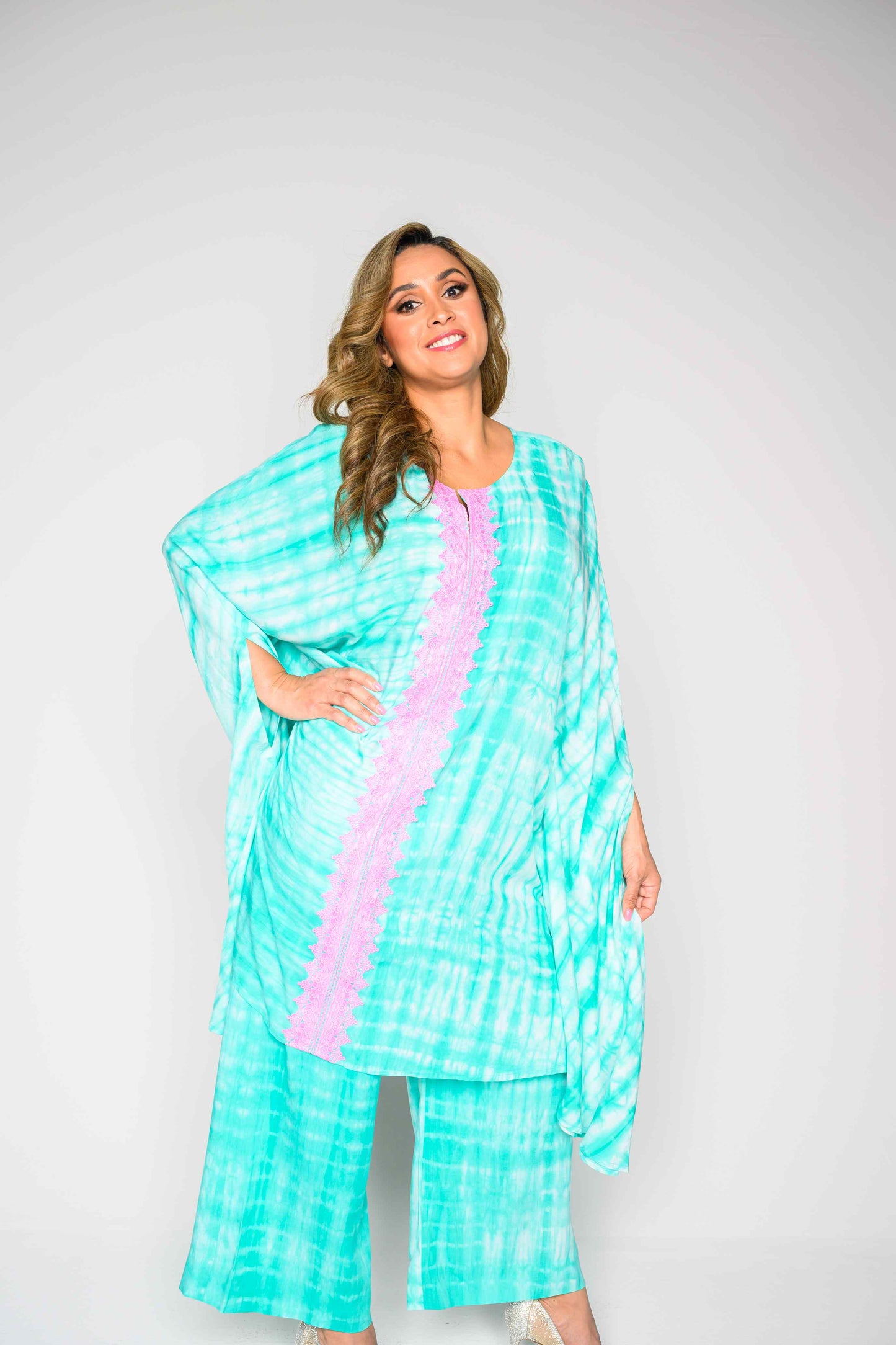 RMCP - Sea Green Crepe Kaftan Co-Ord Set