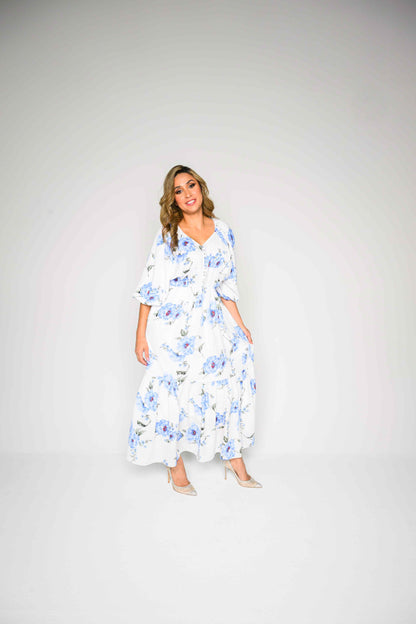 Alish White Floral Dress RMO1