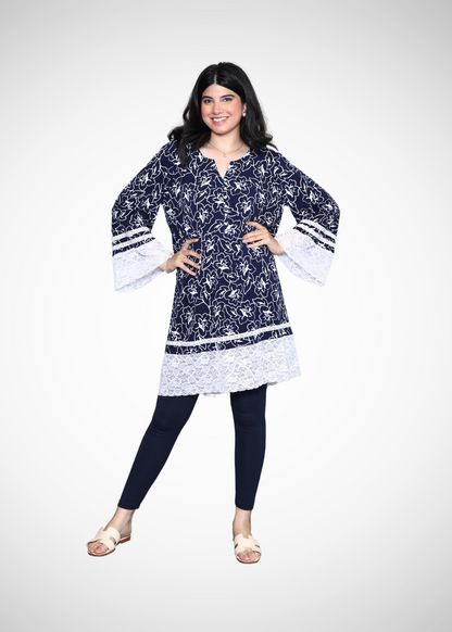 Alish Navy Blue Kurti with Lace Border RMPW