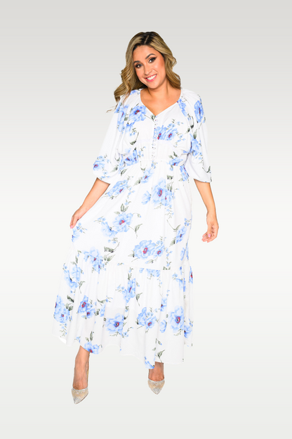 Alish White Floral Dress RMO1