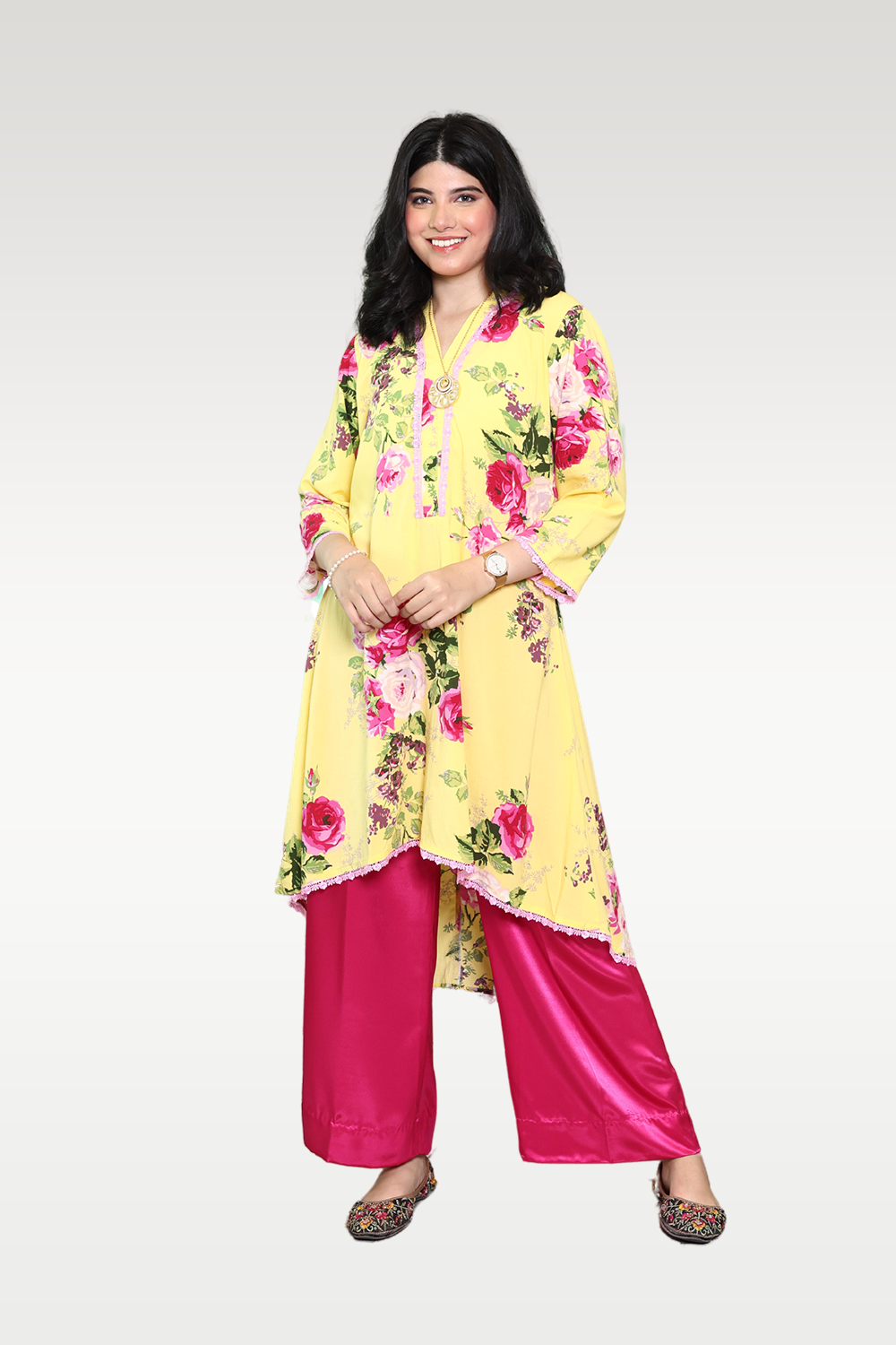 Alish Yellow and Pink Kurti RMCD1