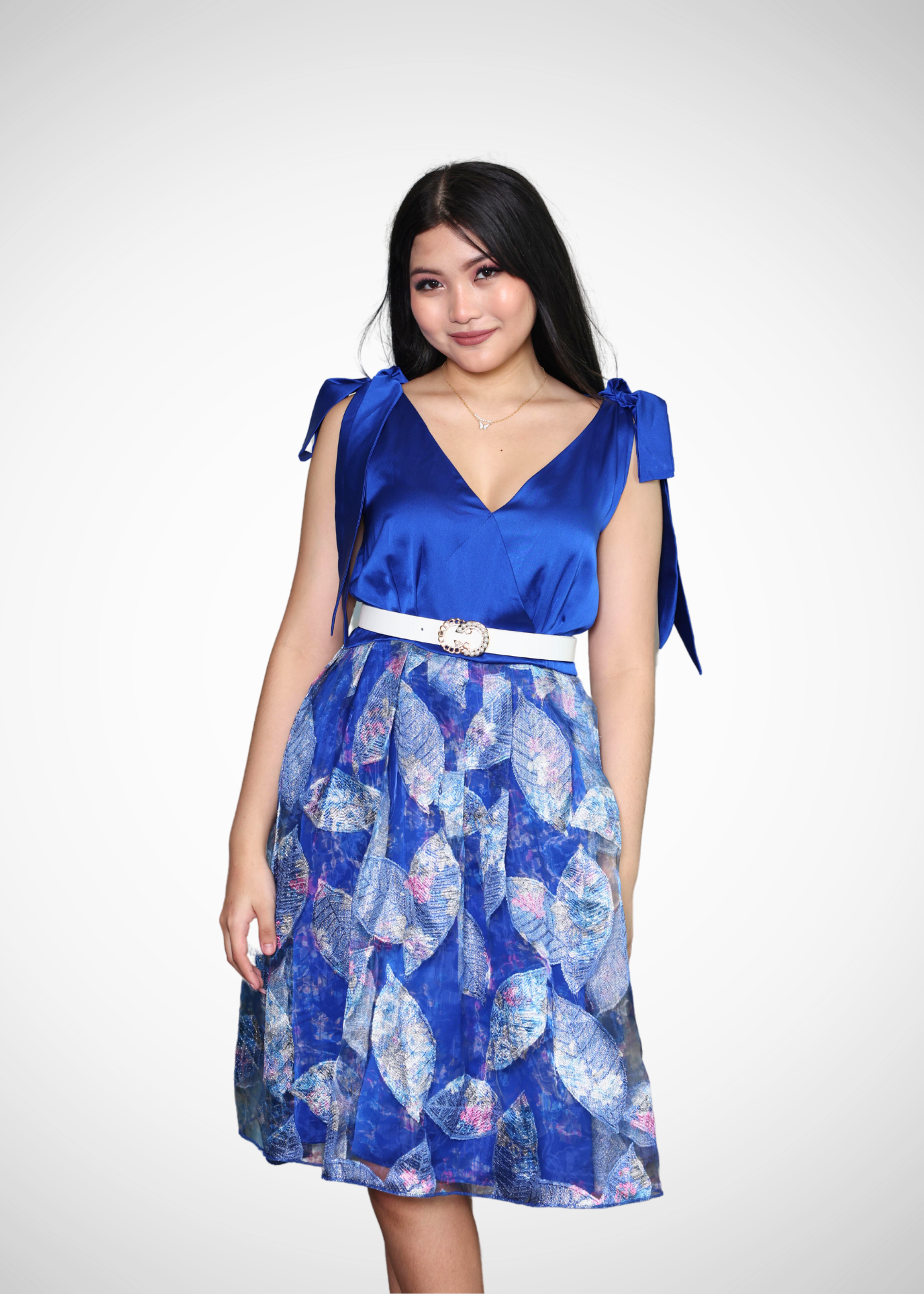 Alish Trendy Electric Blue Organza Short Dress U2