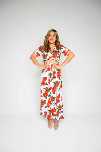 Alish Red and White Flowy Dress RMIB