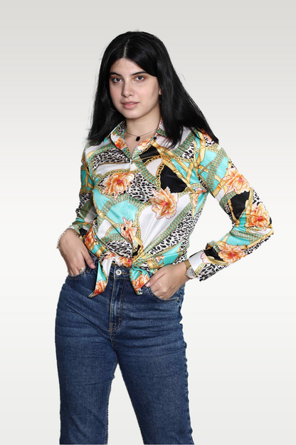 Alish Abstract Print Satin Top RMIF