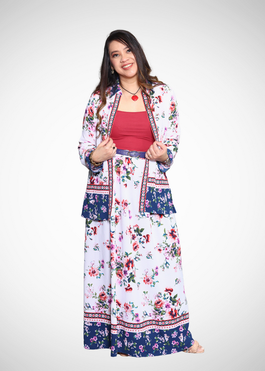 Alish Full Sleeves Skirt and Jacket Set With Floral Print RMIA