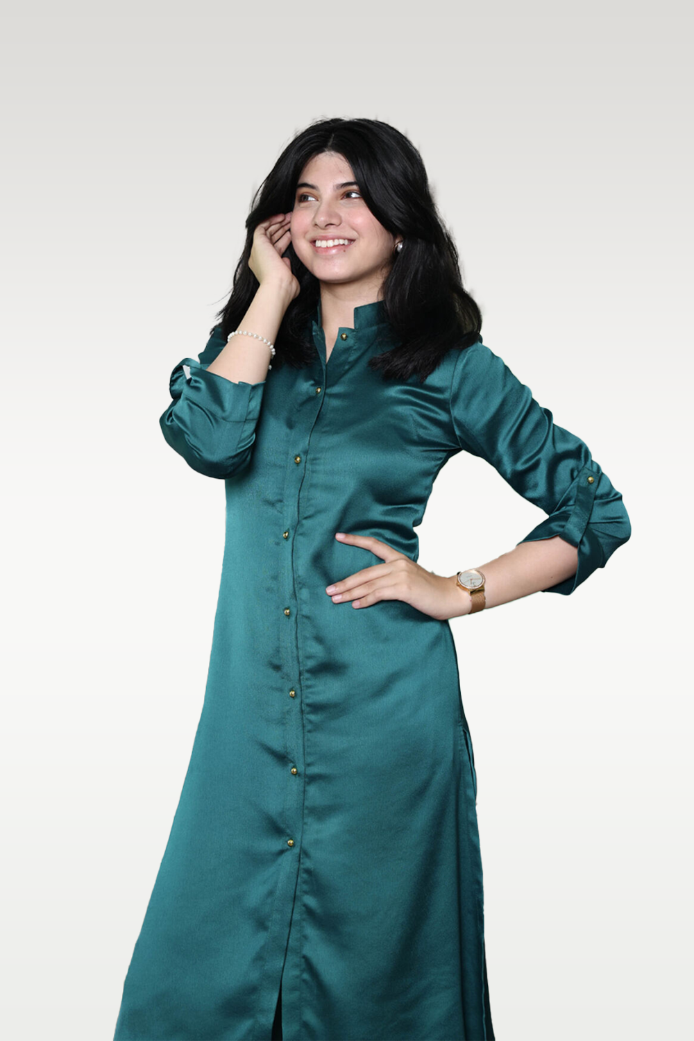 Alish Dark Green Satin Co-Ord Set RMCZ1