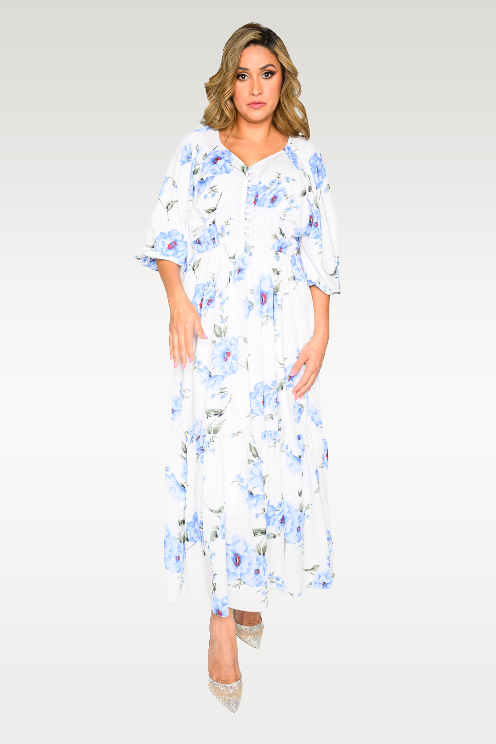 Alish White Floral Dress RMO1