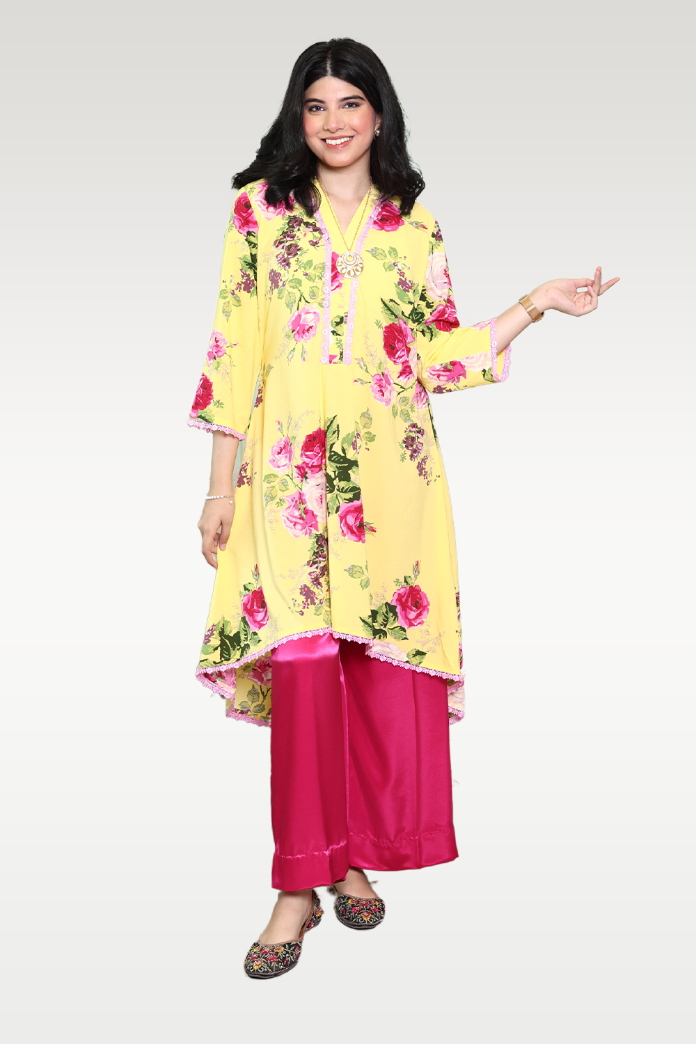 Alish Yellow and Pink Kurti RMCD1