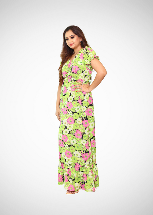 Alish Neon Floral Long Dress RMHJ2