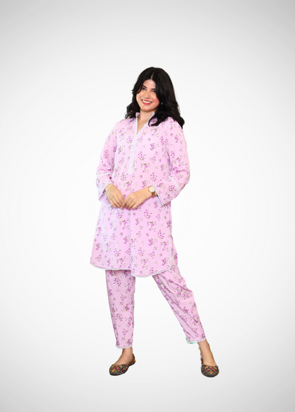 Alish Soft Lavender Printed Full Sleeves Co-Ord Set RMGK1