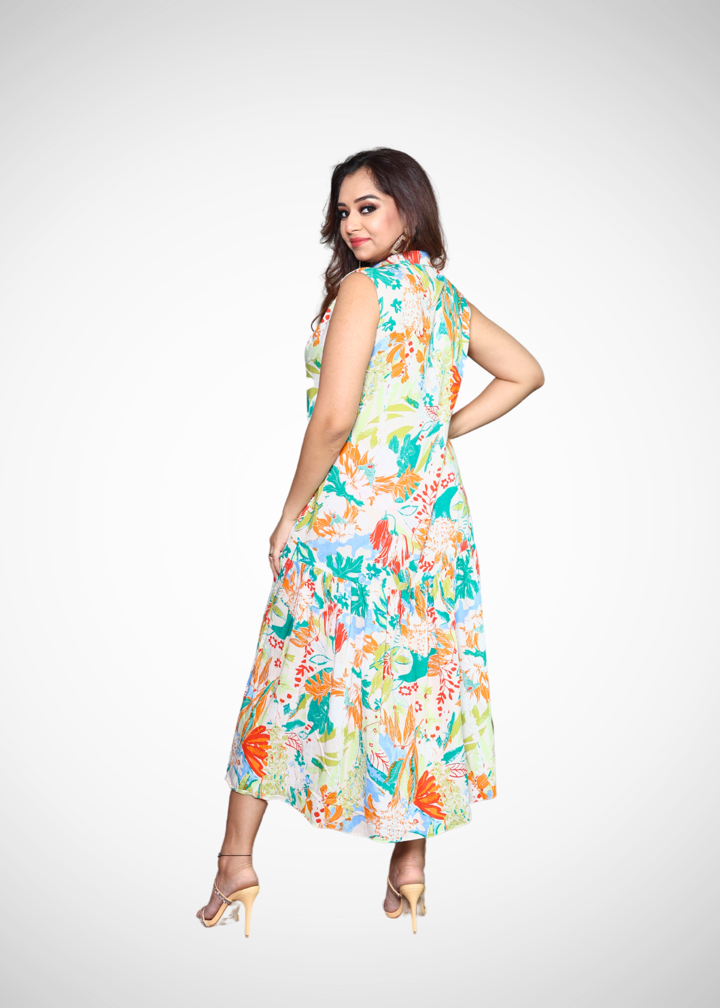 Alish Sleeveless Multi Color Summer Dress RMFH